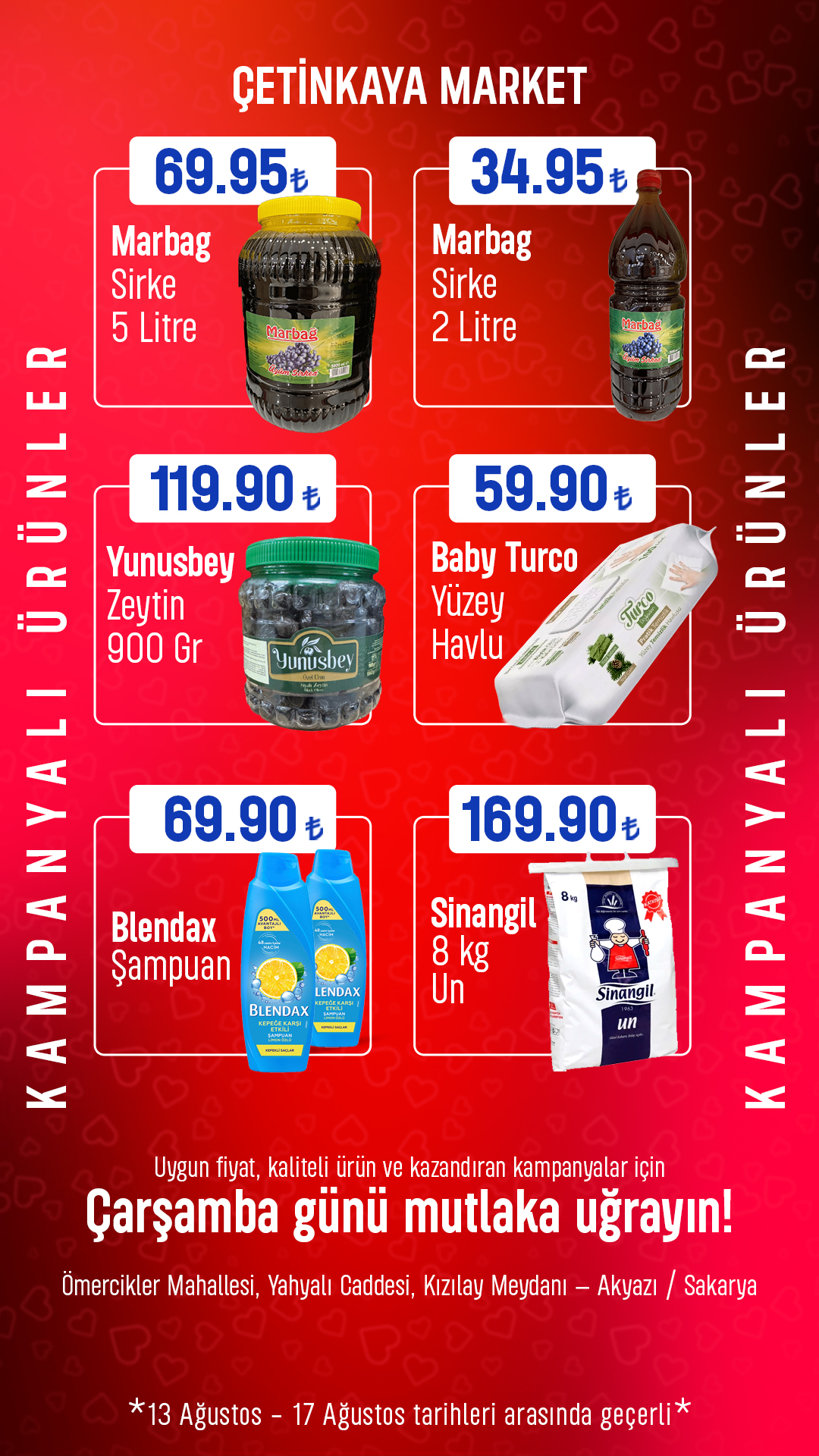 Çarşamba’ya özel indirim şöleni ÇETİNKAYA MARKET’te her çarşamba Sizlerle!