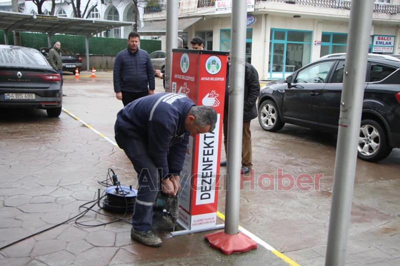 Çarşı içine Dezenfekte Noktaları kuruldu