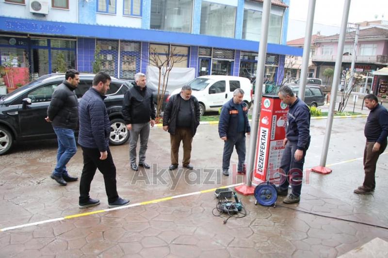 Çarşı içine Dezenfekte Noktaları kuruldu