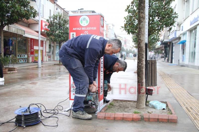 Çarşı içine Dezenfekte Noktaları kuruldu