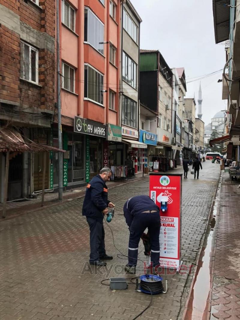 Çarşı içine Dezenfekte Noktaları kuruldu