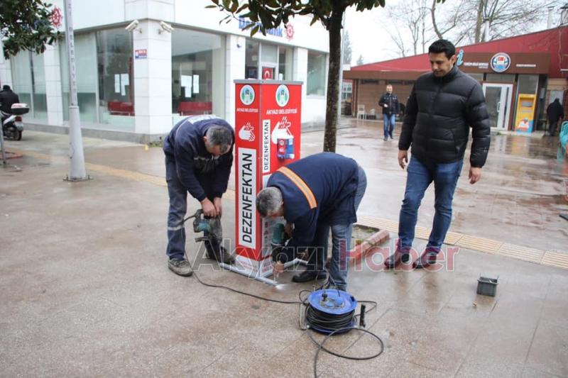 Çarşı içine Dezenfekte Noktaları kuruldu