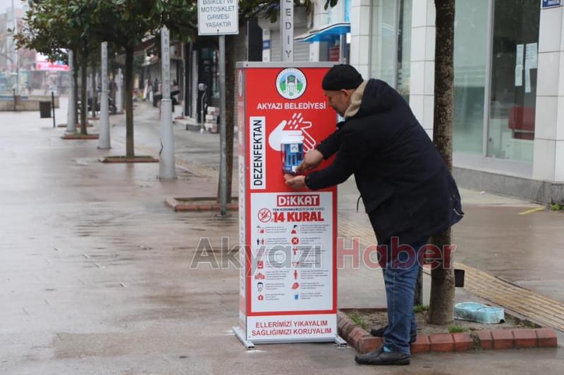 Çarşı içine Dezenfekte Noktaları kuruldu