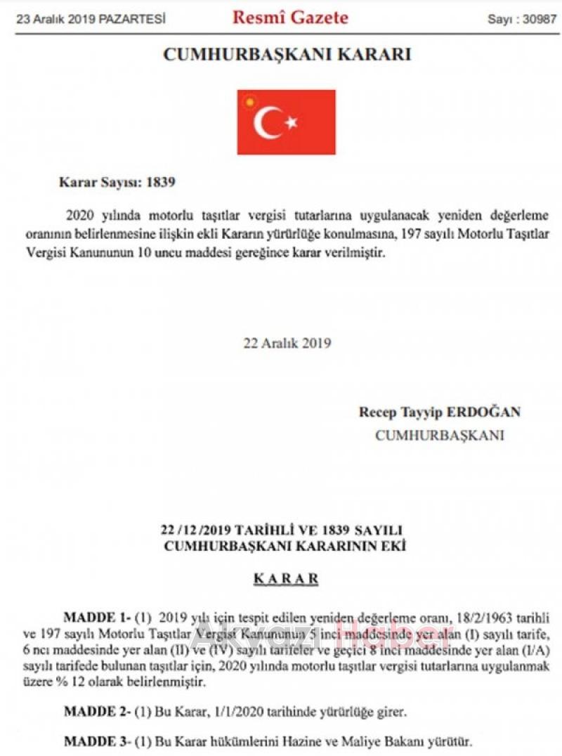 Ceza harç ve vergilerde 2020 zammı belli oldu