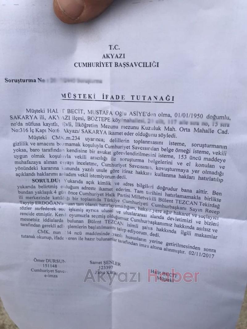 CHP Milletvekili Bülent Tezcana Suç Duyurusu