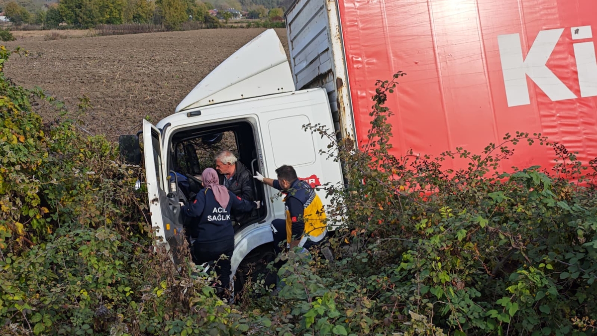 D-100'de feci kaza: Araçlar tarlaya uçtu