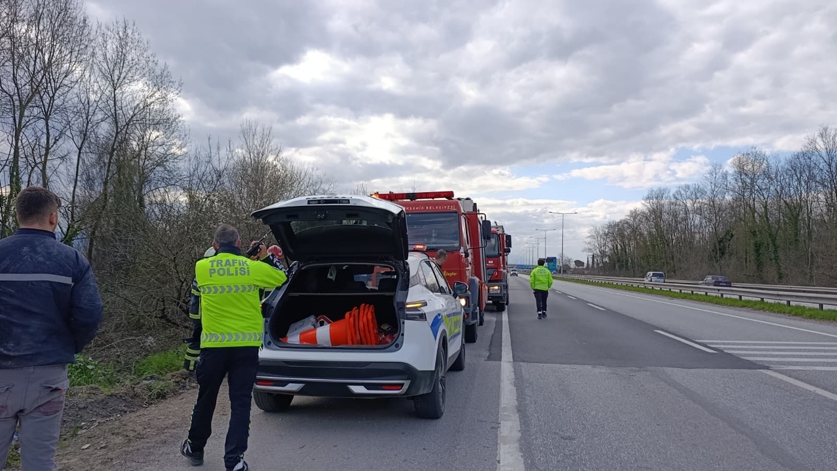 D-100'de kaza; Şarampole yuvarlandı