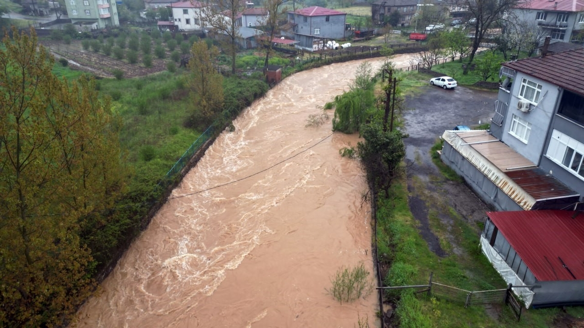Dere taştı, mahalle sular içinde kaldı