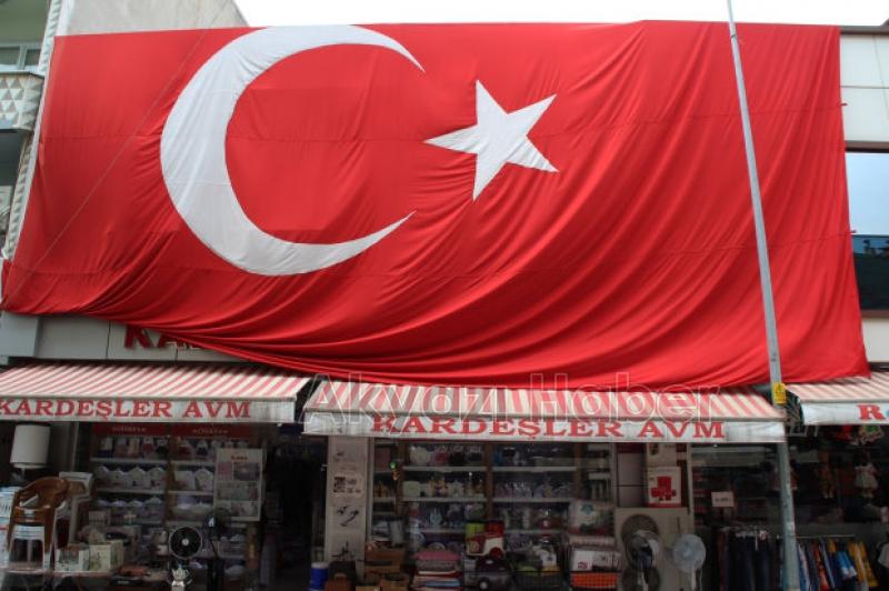 Dev Türk Bayrağı Astı