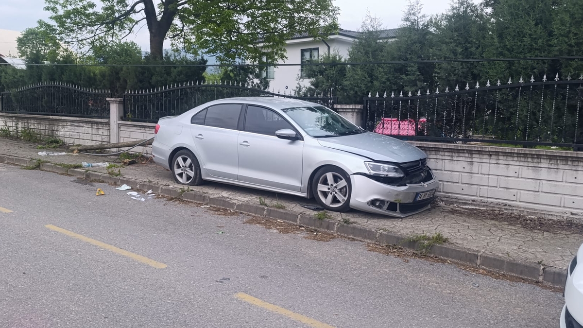 Direğe çarpan otomobilin sürücüsü yaralandı