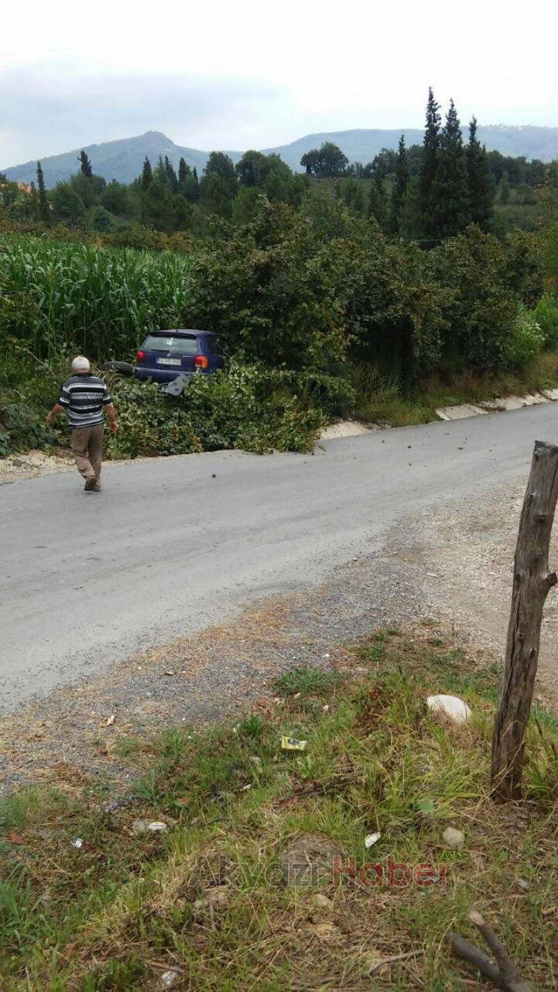 Direksiyon Hakimiyetini Kaybeden Sürücü Tarlaya Uçtu