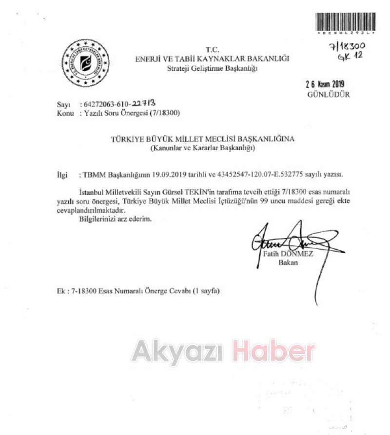 Enerji ve Tabii Kaynaklar Bakanı Fatih Dönmezden açıklama