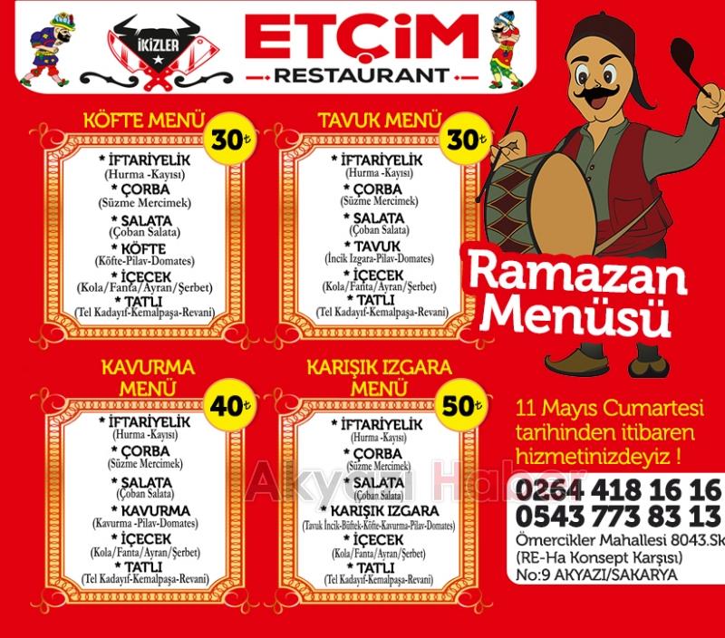 Etçim Restaurant Ramazan Ayında Hizmetinizde