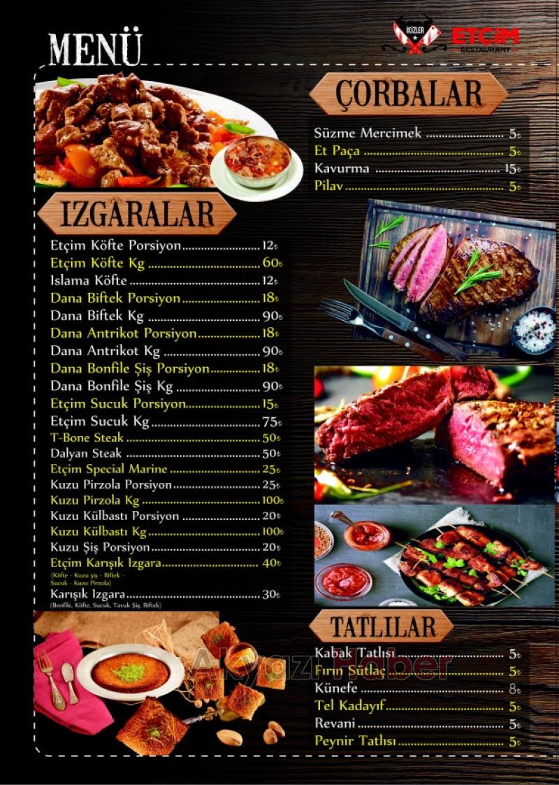 Etçim Restaurantın menülerini hala denemediniz mi