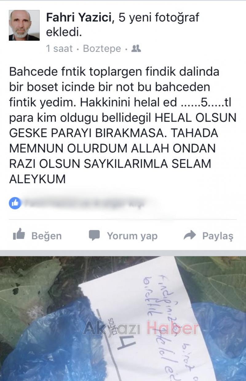 Fındığı Alıp Bu Notu Bıraktılar