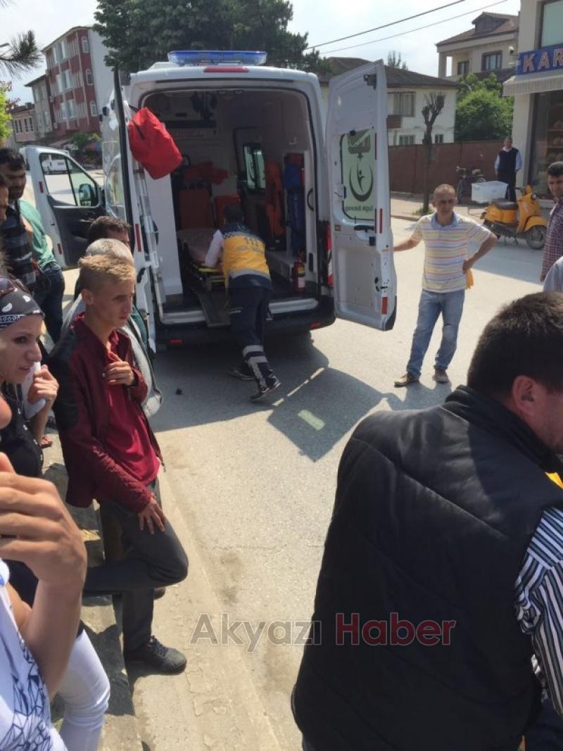 İş Makinesi Bisiklet Sürücüsüne Çarptı