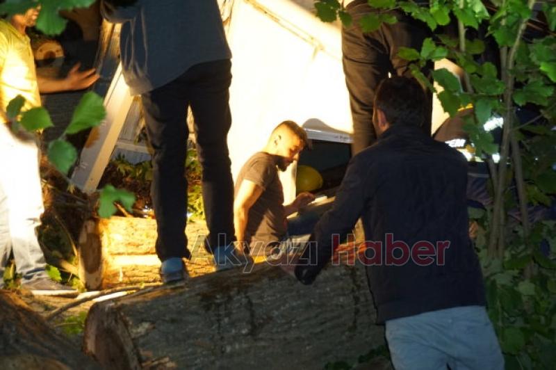 Akyazıda Kamyon Şarampole Yuvarlandı