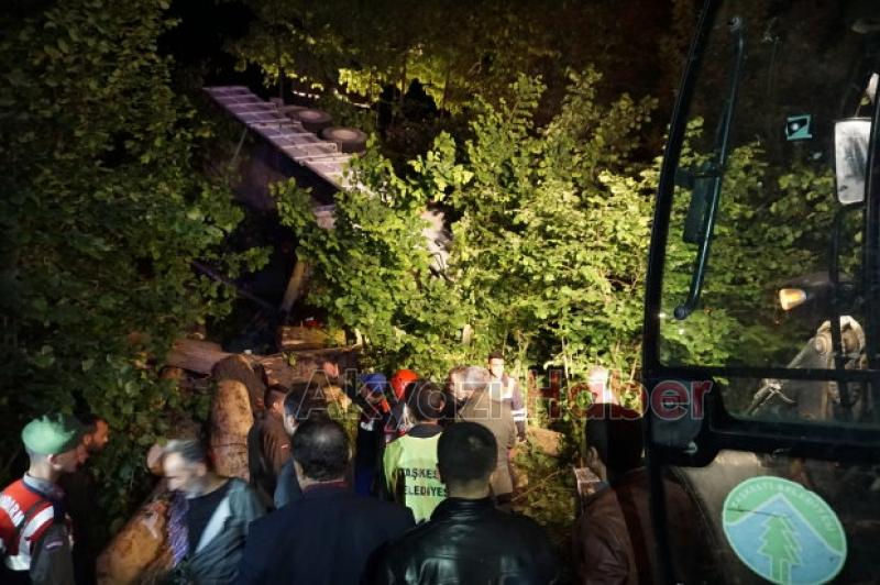 Akyazıda Kamyon Şarampole Yuvarlandı