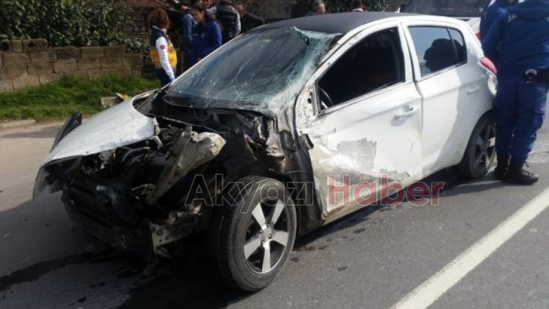 Karaçalılık yolunda Korku dolu anlar Mezarlık duvarına çarptı