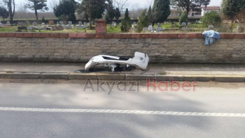 Karaçalılık yolunda Korku dolu anlar Mezarlık duvarına çarptı