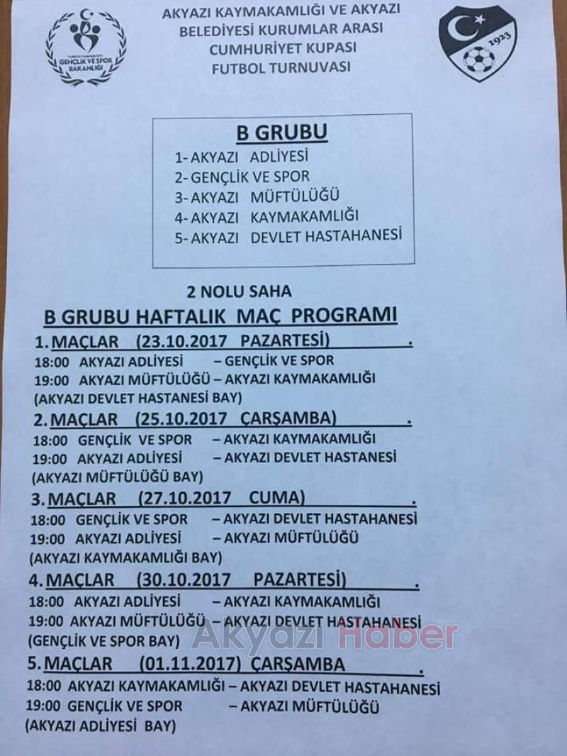 Kaymakamlık Kurumlar Arası Cumhuriyet Kupası Başlıyor