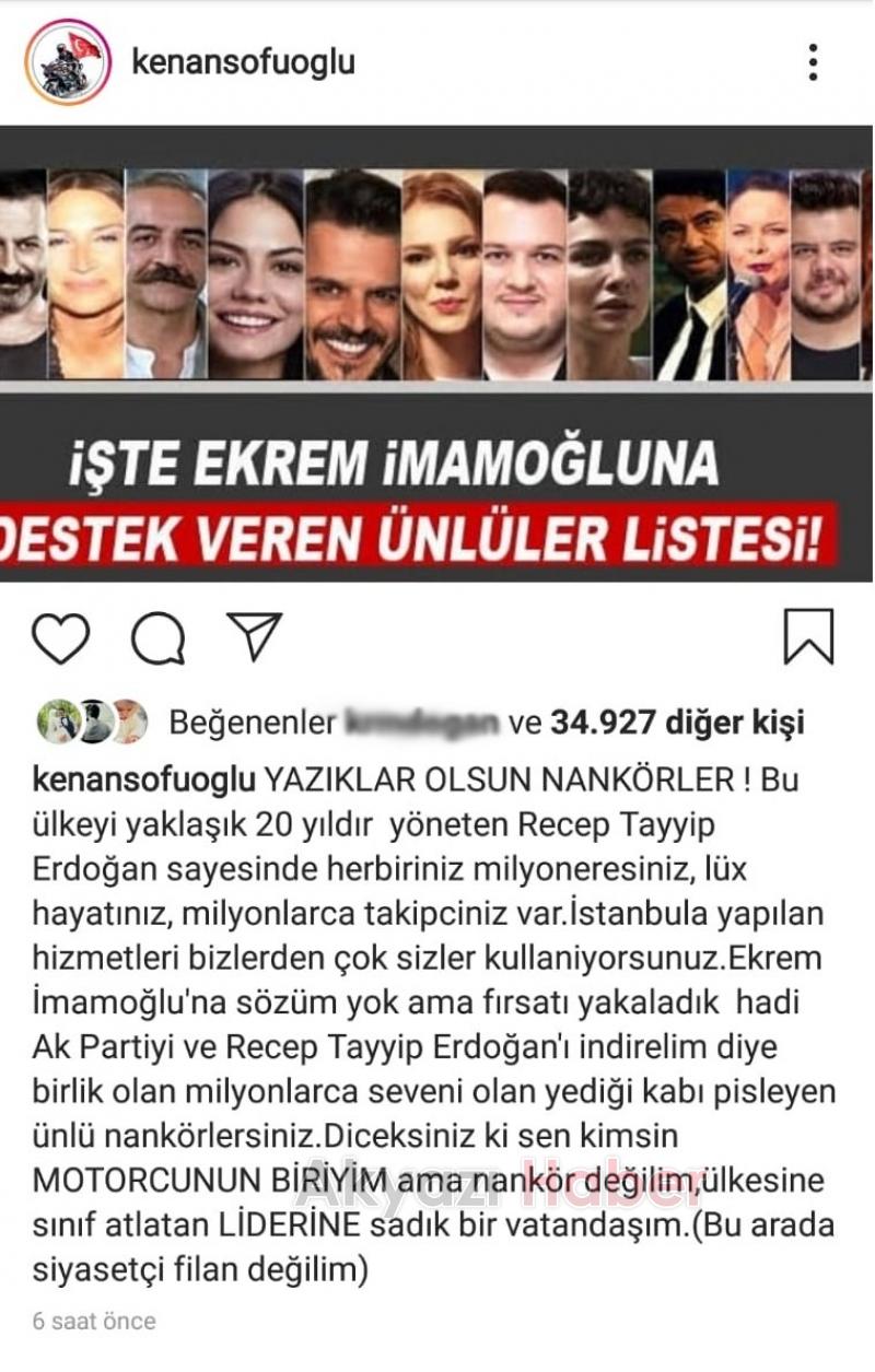 Kenan Sofuoğlundan ünlülere cevap