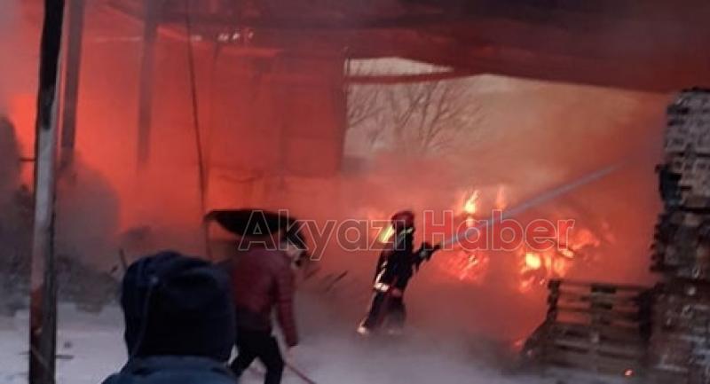Kereste fabrikası alev alev yandı