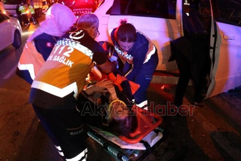 Kontrolden çıkan araç ağaca çarptı