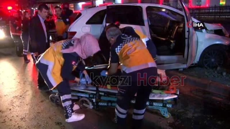 Kontrolden çıkan araç ağaca çarptı