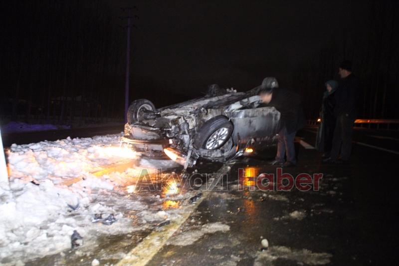 Kontrolden Çıkan Otomobil İle Takla Attı 