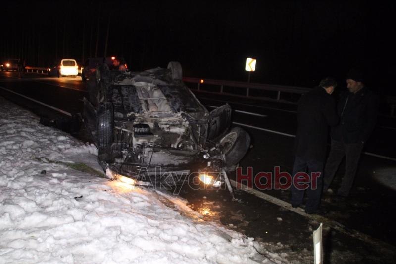 Kontrolden Çıkan Otomobil İle Takla Attı 