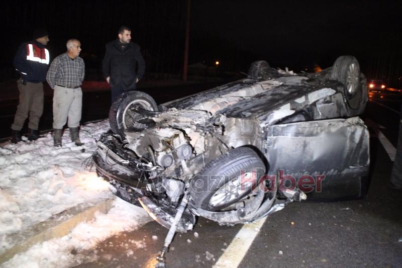 Kontrolden Çıkan Otomobil İle Takla Attı 