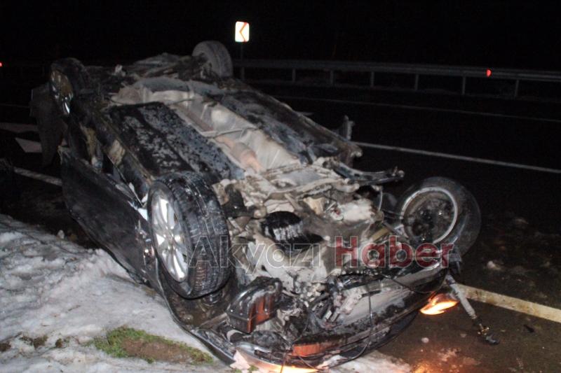 Kontrolden Çıkan Otomobil İle Takla Attı 