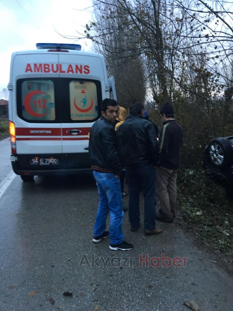 Kontrolden Çıkan Otomobil Takla Attı