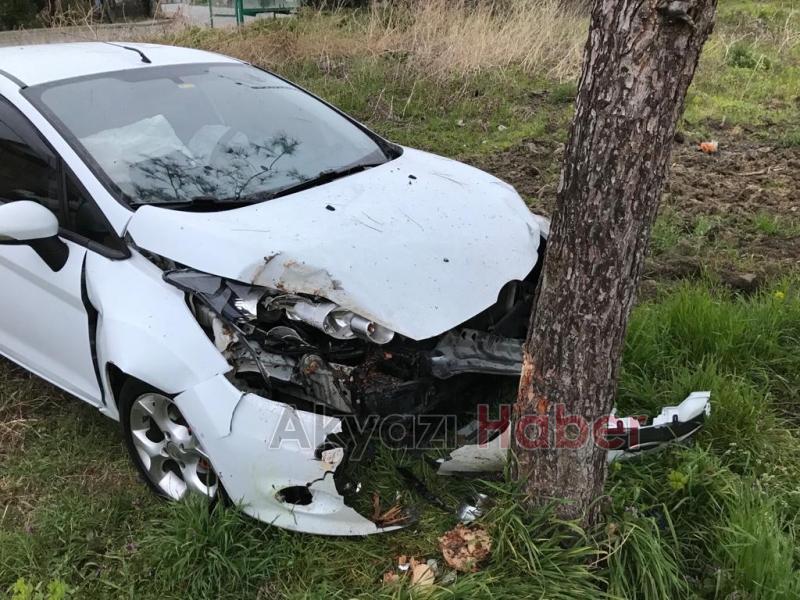 Kontrolden çıktı ağaca çarparak durabildi