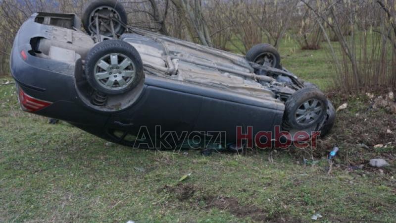 Korkutan kaza Takla atıp ters döndü
