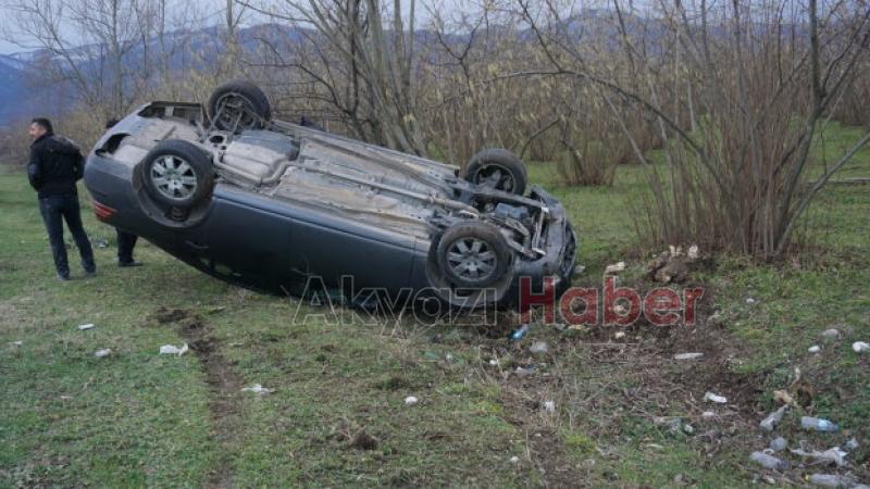 Korkutan kaza Takla atıp ters döndü