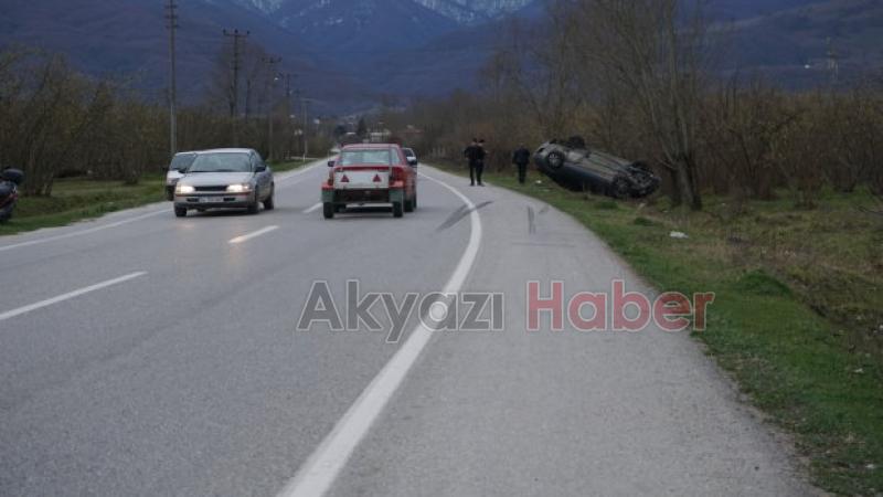 Korkutan kaza Takla atıp ters döndü