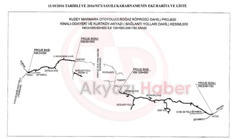 Kuzey Marmara Otoyolunun Geçeceği Yerler Acele Kamulaştırılacak 