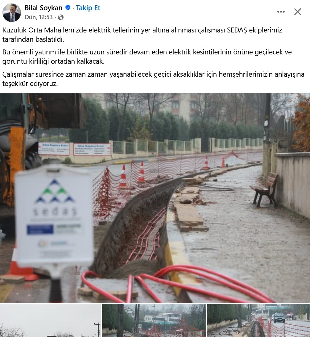 Kuzuluk Orta Mahallede Elektrik Şebekesi Yer Altına Alınıyor