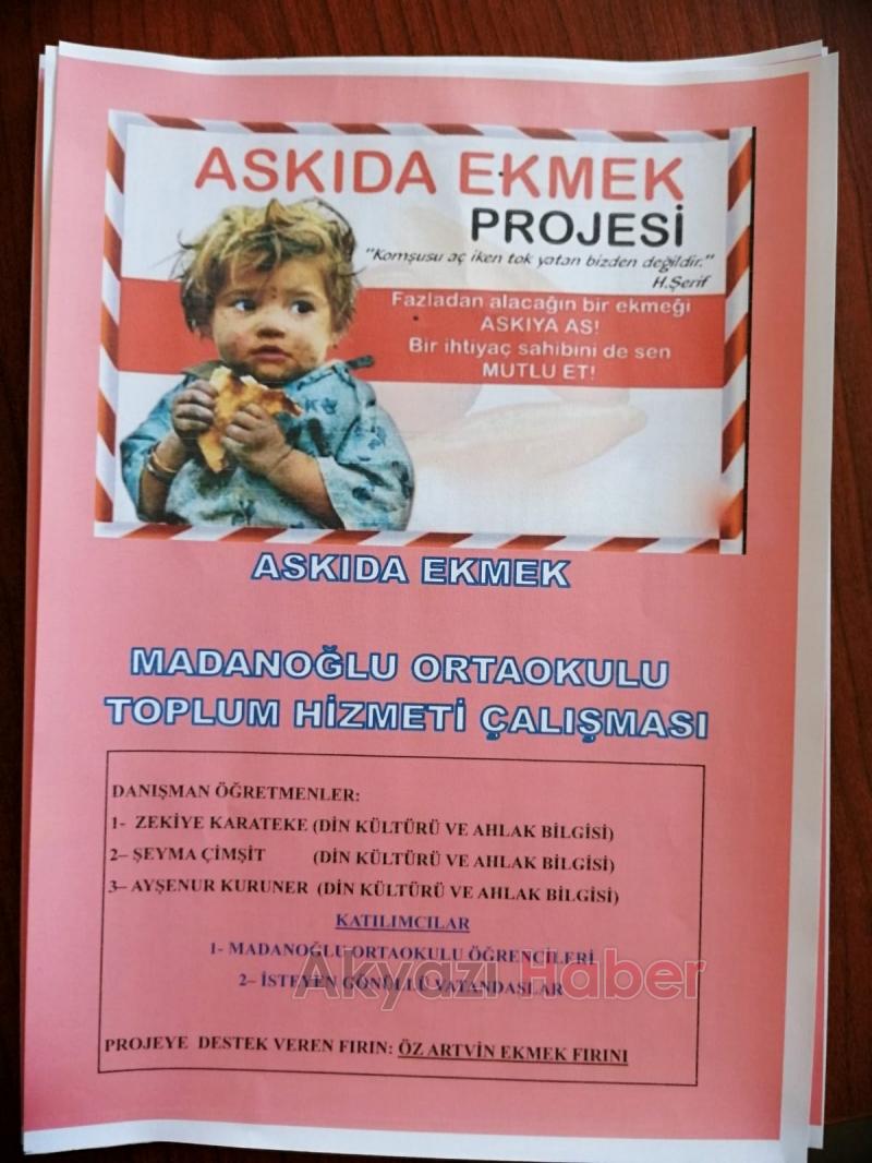 MADANOĞLU ÖĞRENCİLERİNDEN ASKIDA EKMEK PROJESİ