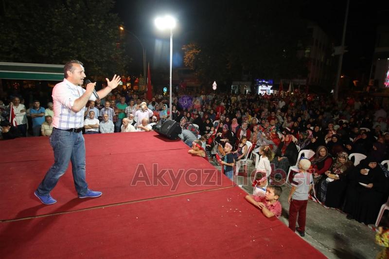 MİLLİ İRADE VE DEMOKRASİ NÖBETİNİN 14GÜNÜNDE DE AKYAZI VATAN NÖBETİNE DEVAM DEDİ