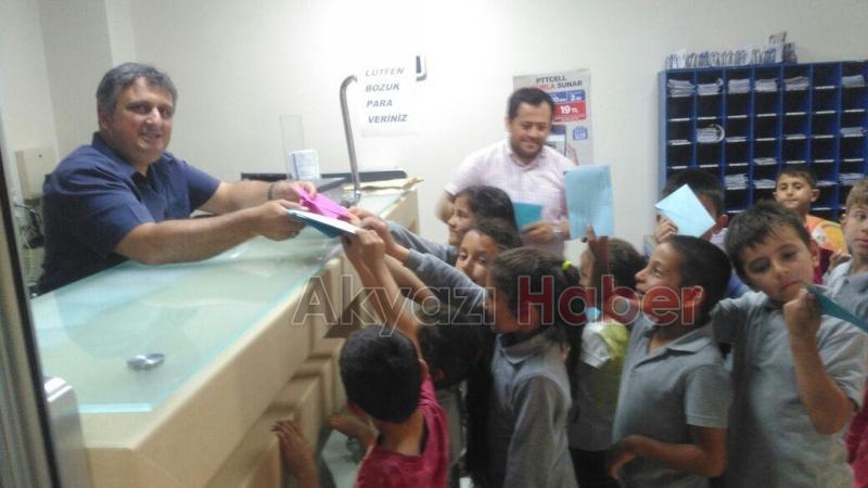 Minik Öğrencilerden Yeni Açılan PTT Şubesine Ziyaret