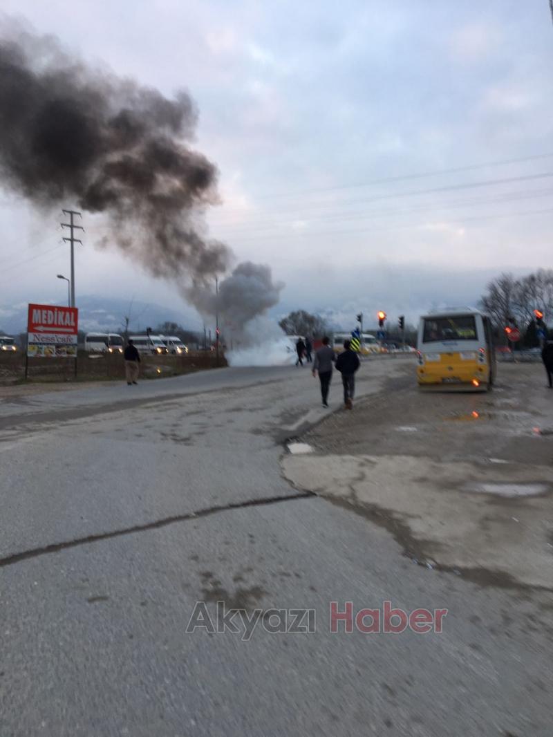 Motosiklet Alev Alev Yandı