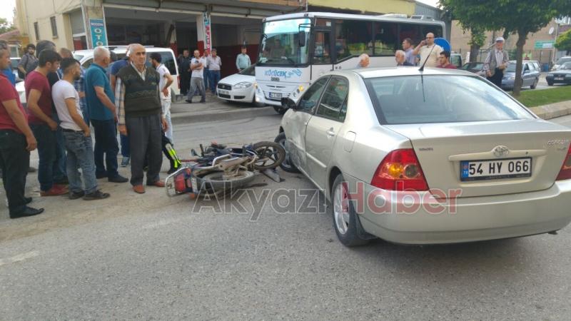 Motosiklet Otomobile Çarptı 1 Yaralı