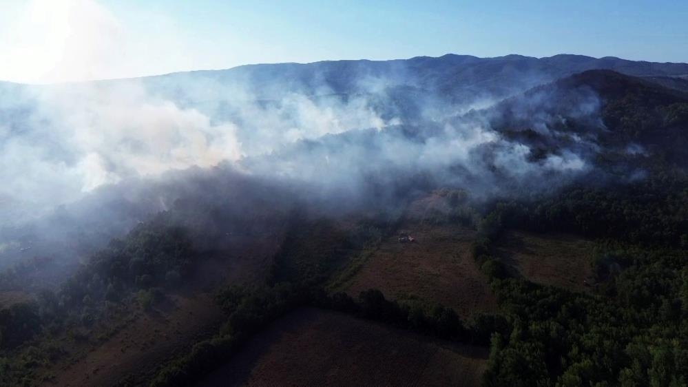 Orman yangını havadan görüntülendi