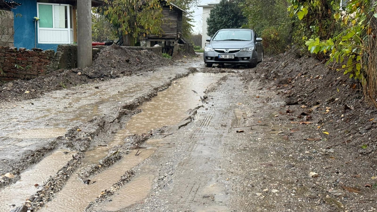 Otomobil dev çukura gömüldü