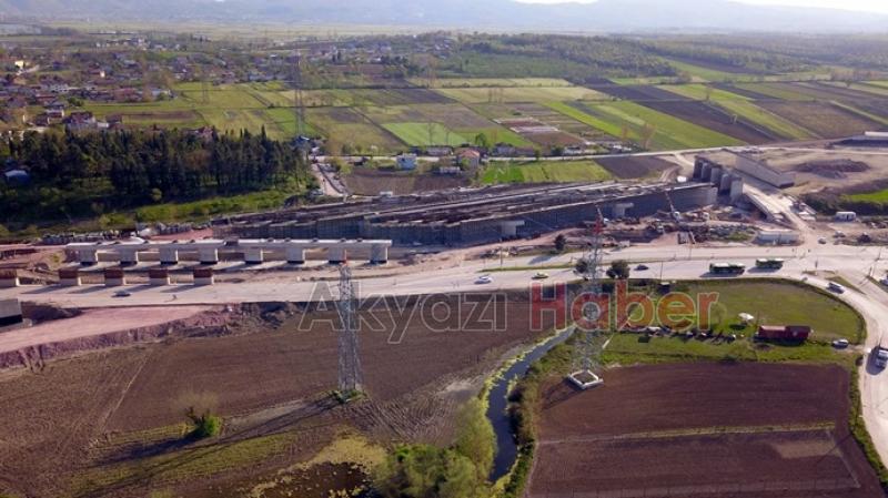 Otoyol inşaatındaki çalışmalar havadan görüntülendi