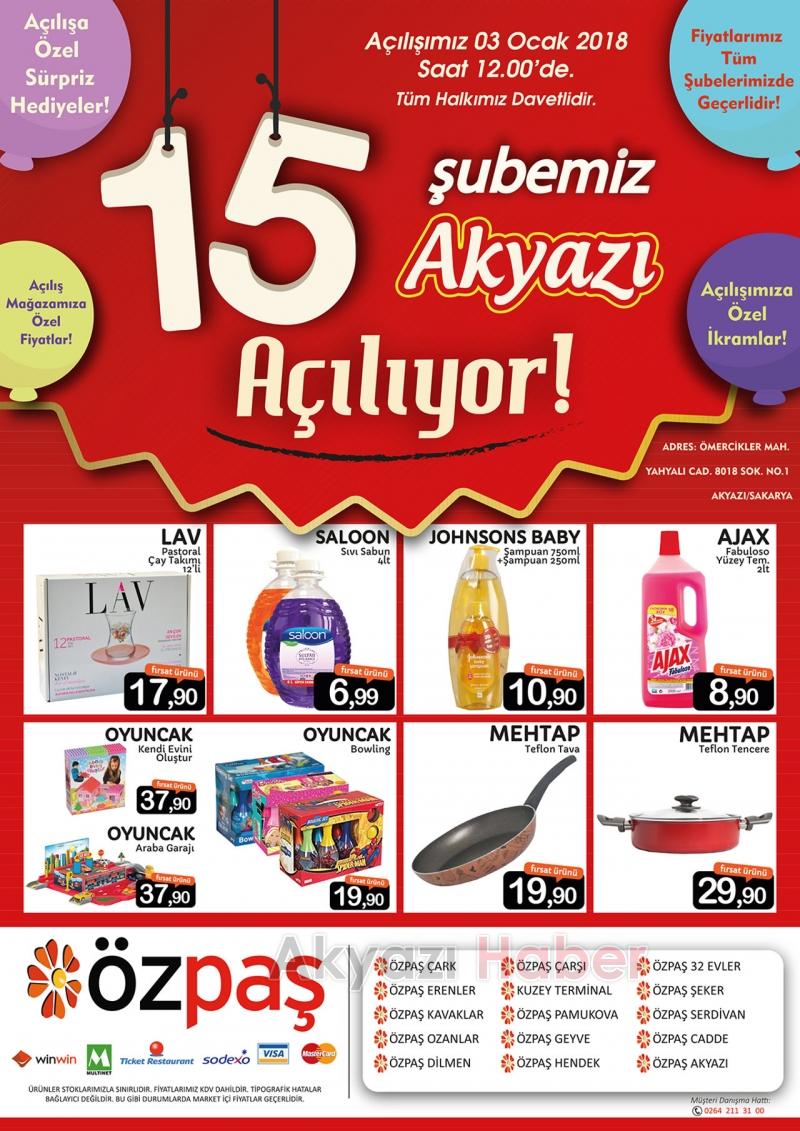 ÖZPAŞ MARKET 15. Şubesini Akyazı’da Açtı