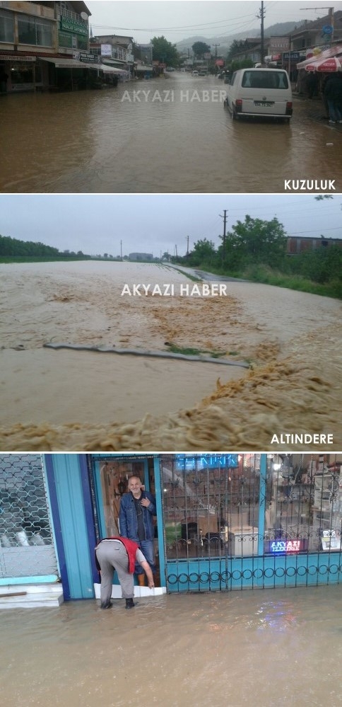 Araba ve Evler Su altında Kaldı 